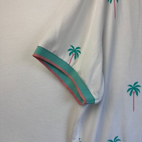 Chubbies shirt men XL Hawaiian Polo Golf pastel palm tree golf tee green pink - Picture 2 of 5